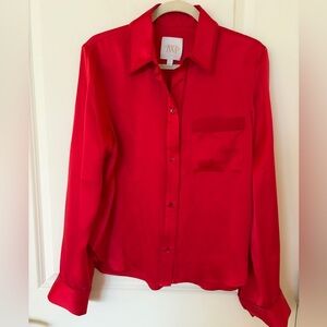 TWP Red Silk Button Down Blouse Shirt Small